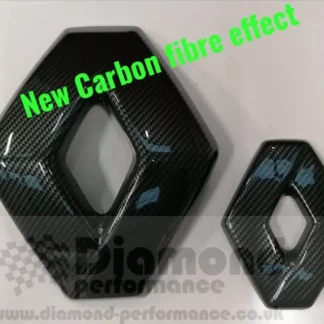 Badge covers for Renault Clio mk4 2013 2016 in CARBON EFFECT no camera model pair