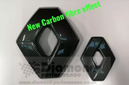 Badge covers for Renault Clio mk4 2013 2016 in CARBON EFFECT no camera model pair