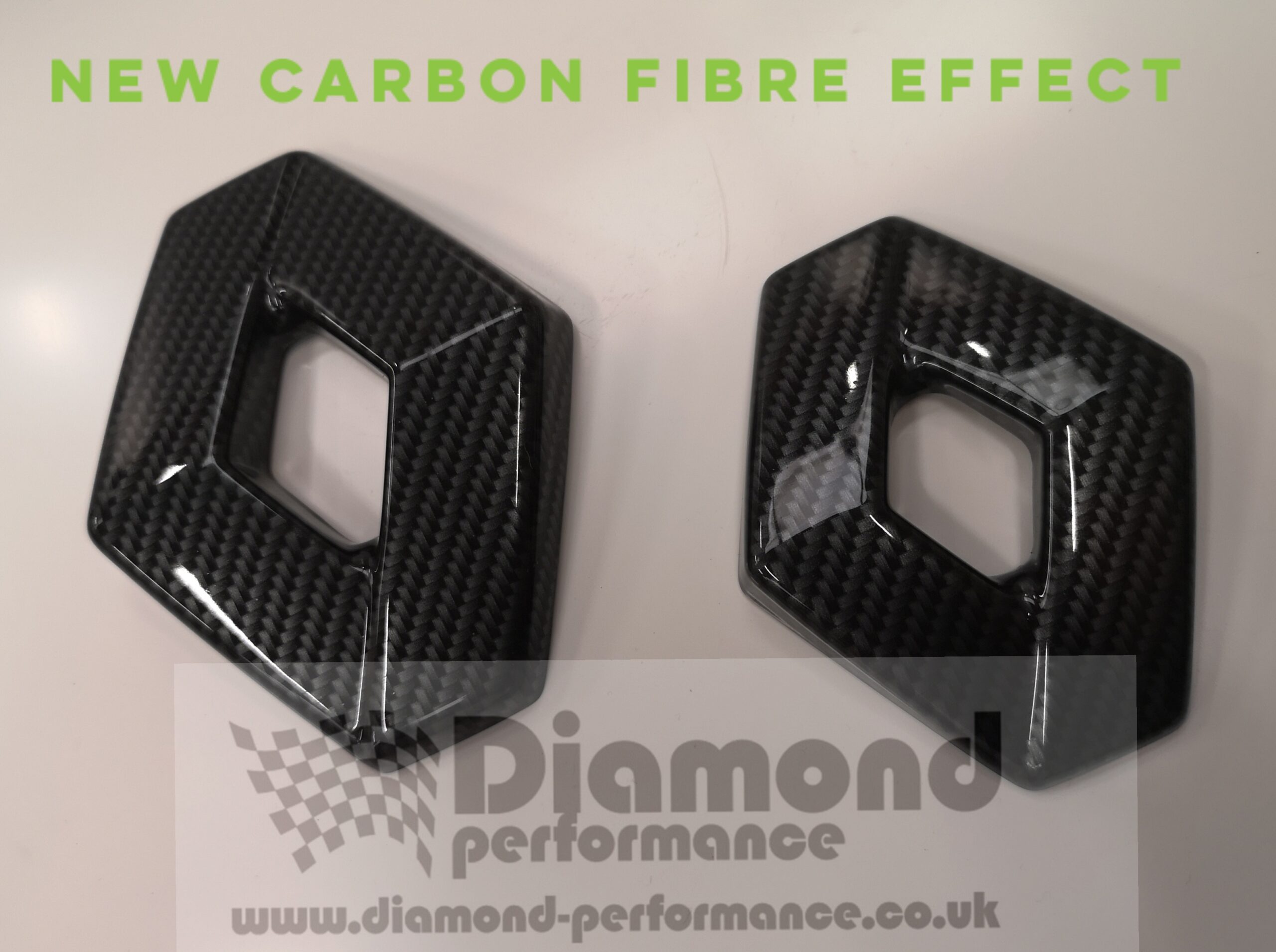CARBON FIBRE effect FRONT&REAR badge COVERS for Renault Clio 4 2016-2019  (pair)