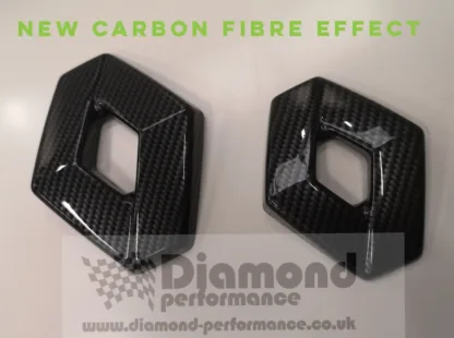 TWINGO mk2 2007-2011 FRONT and REAR logo badge COVER in CARBON EFFECT (pair)