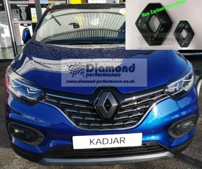 FRONT and REAR logo COVER for Renault Kadjar 2015-2020 IN CARBON EFFECT