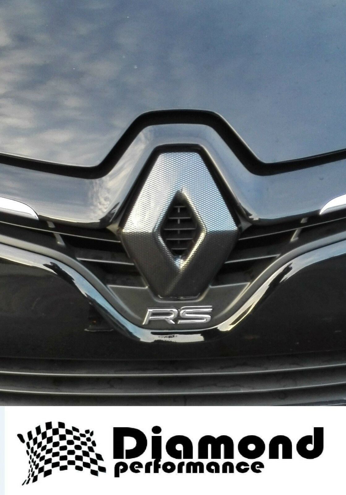logo COVER for Renault Clio mk4 2013-19 FOR CARS WITH REAR CAMERA in GLOSS  BLACK pair